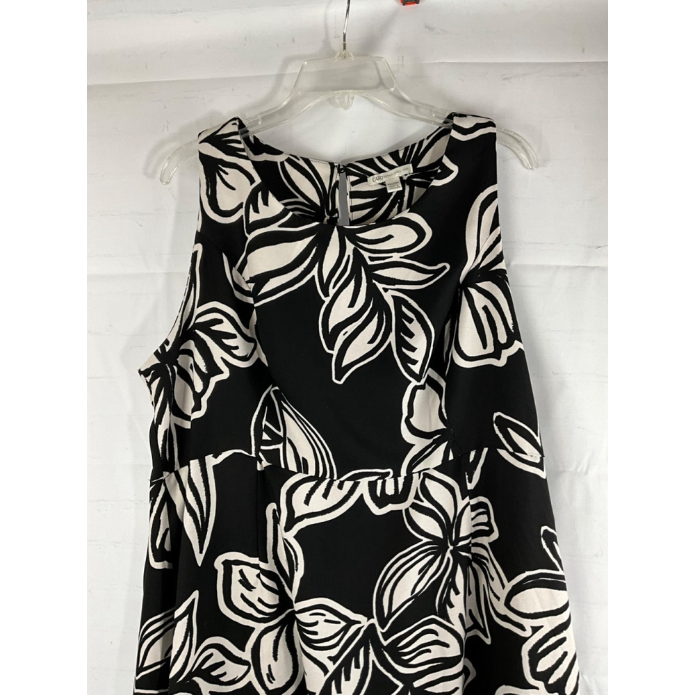 Cato Floral Sleeveless Maxi Dress 18/20W Black White Sheath Used - Picture 2 of 5
